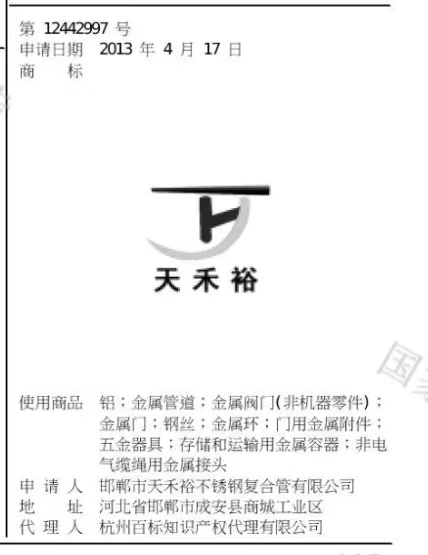 天禾裕商标申请书